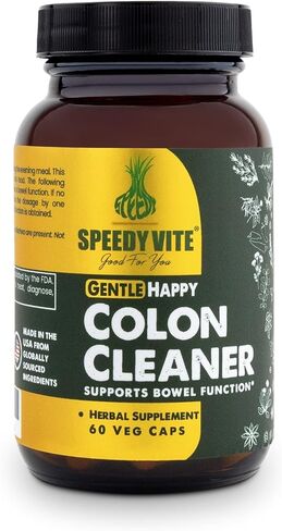 SpeedyVite Happy Colon Gentle Support for Bowel Function* Aloe Vera Leaf Cascara Sagrada bark Slippery Elm Senna Leaf Turkey Rhubarb Psyllium Barberry Root (60 Veg Caps) in Saudi Arabia