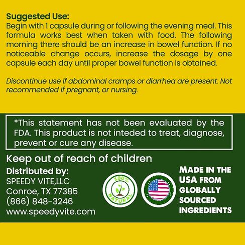 SpeedyVite Happy Colon Gentle Support for Bowel Function* Aloe Vera Leaf Cascara Sagrada bark Slippery Elm Senna Leaf Turkey Rhubarb Psyllium Barberry Root (60 Veg Caps) in Saudi Arabia