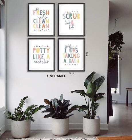 So Fresh and Clean Colorful Bathroom Art Poster Prints for Home Kid Washroom Restroom Nursery Toilet Laundry Decor,Funny Bathroom Rules Word Art Decorations Prints Wall Art Unframed 4pcs 8x10inches in Saudi Arabia