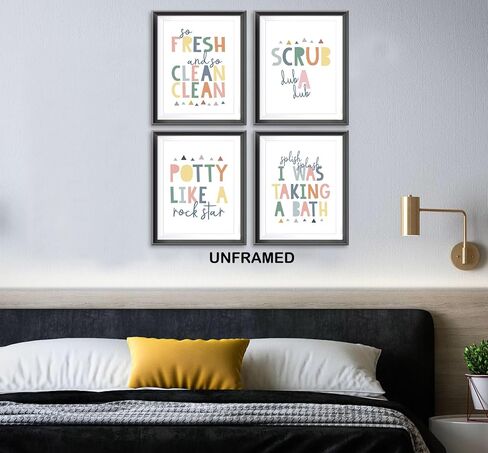 So Fresh and Clean Colorful Bathroom Art Poster Prints for Home Kid Washroom Restroom Nursery Toilet Laundry Decor,Funny Bathroom Rules Word Art Decorations Prints Wall Art Unframed 4pcs 8x10inches in Saudi Arabia