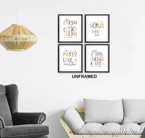 So Fresh and Clean Colorful Bathroom Art Poster Prints for Home Kid Washroom Restroom Nursery Toilet Laundry Decor,Funny Bathroom Rules Word Art Decorations Prints Wall Art Unframed 4pcs 8x10inches in Saudi Arabia
