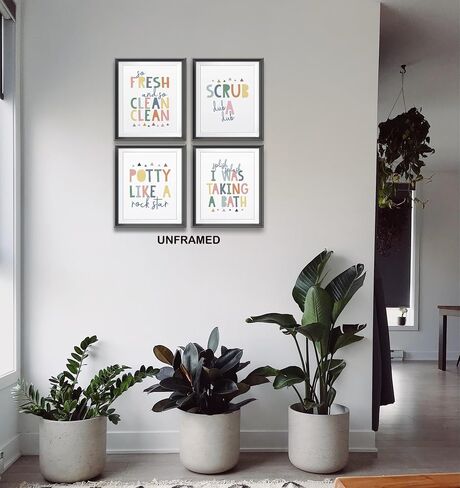 So Fresh and Clean Colorful Bathroom Art Poster Prints for Home Kid Washroom Restroom Nursery Toilet Laundry Decor,Funny Bathroom Rules Word Art Decorations Prints Wall Art Unframed 4pcs 8x10inches in Saudi Arabia