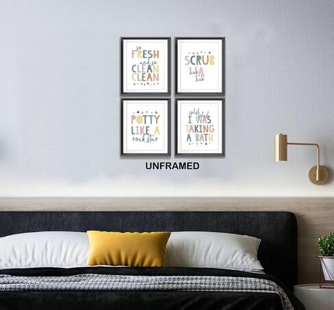So Fresh and Clean Colorful Bathroom Art Poster Prints for Home Kid Washroom Restroom Nursery Toilet Laundry Decor,Funny Bathroom Rules Word Art Decorations Prints Wall Art Unframed 4pcs 8x10inches in Saudi Arabia