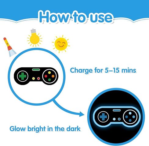 Gaming Wall Decals Glow in The Dark Wall Decals Video Game Zone Wall Stickers Removable Gaming Room Wall Decor Peel and Stick for Boys Kids Bedroom Playroom… (Large Size-Blue) in Kuwait