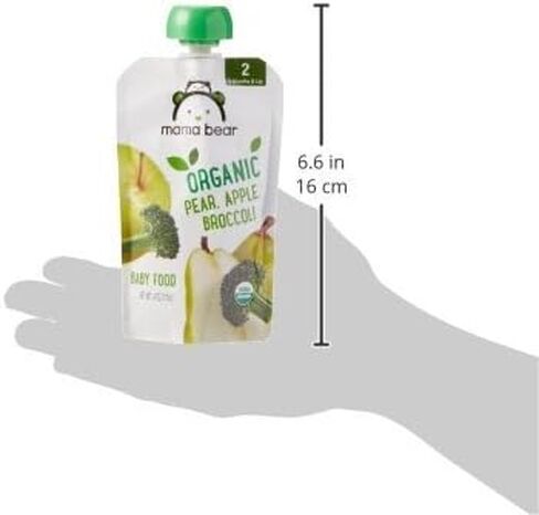 العلامة التجارية أمازون - حقيبة طعام الأطفال العضوية من ماما بير، المرحلة 2، الكمثرى والتفاح والقرنبيط، كيس 4 أونصة in Kuwait