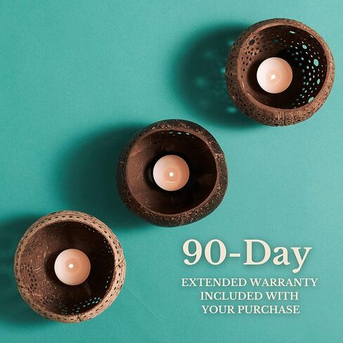 Coconut Shell Tealight Candle Holder: Votive Candle Holders for Centerpiece Table Decorations | Wedding Gift, Housewarming Gift, Wedding Candles, Boho Candles, 3 Packs in Kuwait