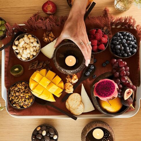 Coconut Shell Tealight Candle Holder: Votive Candle Holders for Centerpiece Table Decorations | Wedding Gift, Housewarming Gift, Wedding Candles, Boho Candles, 3 Packs in Kuwait