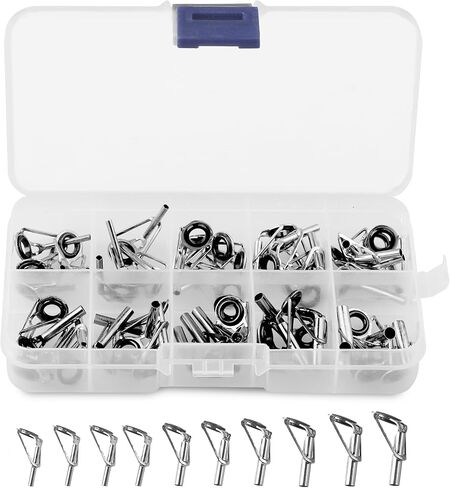 50 جهاز كمبيوتر شخصى 10 أحجام طقم إصلاح نصائح قضيب الصيد استبدال عدة، Restoo الثقيلة الفولاذ المقاوم للصدأ مقاومة للاهتراء السيراميك أدلة حلقة قضيب الصيد نصائح استبدال عدة الثقوب القطب، 50 جهاز كمبيوتر شخصى in Kuwait