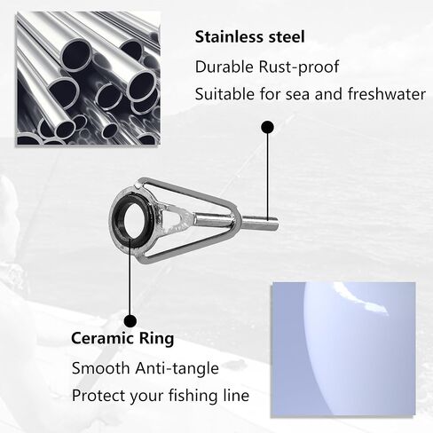 50 جهاز كمبيوتر شخصى 10 أحجام طقم إصلاح نصائح قضيب الصيد استبدال عدة، Restoo الثقيلة الفولاذ المقاوم للصدأ مقاومة للاهتراء السيراميك أدلة حلقة قضيب الصيد نصائح استبدال عدة الثقوب القطب، 50 جهاز كمبيوتر شخصى in Kuwait