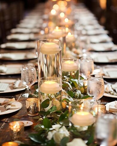 Homemory 24 حزمة أكثر من 100 ساعة من الشموع العائمة عديمة اللهب، 3 بوصات تعمل بالبطارية وامضة مقاومة للماء لمزهريات أسطوانية، قطع مركزية في حفلات الزفاف، والحفلات، وحمام السباحة، والعطلات (أبيض دافئ) in Kuwait