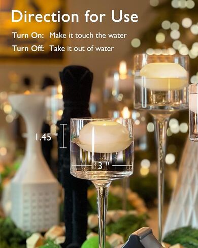 Homemory 24 حزمة أكثر من 100 ساعة من الشموع العائمة عديمة اللهب، 3 بوصات تعمل بالبطارية وامضة مقاومة للماء لمزهريات أسطوانية، قطع مركزية في حفلات الزفاف، والحفلات، وحمام السباحة، والعطلات (أبيض دافئ) in Kuwait