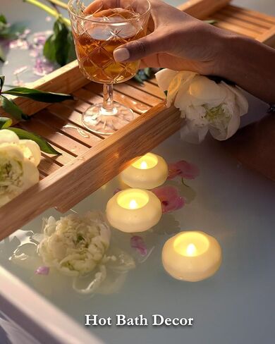 Homemory 24 حزمة أكثر من 100 ساعة من الشموع العائمة عديمة اللهب، 3 بوصات تعمل بالبطارية وامضة مقاومة للماء لمزهريات أسطوانية، قطع مركزية في حفلات الزفاف، والحفلات، وحمام السباحة، والعطلات (أبيض دافئ) in Kuwait