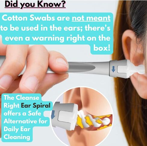 كلينس رايت - مجموعة إزالة شمع الأذن - حلزوني للأذن مصنوع في الولايات المتحدة الأمريكية، بديل أعواد القطن، صنع في الولايات المتحدة الأمريكية، قابل لإعادة الاستخدام، نصائح صديقة للغسل في غسالة الأطباق! حوض غسيل، حقنة. أداة ري منظفة لإزالة انسداد شمع الأذن in Kuwait