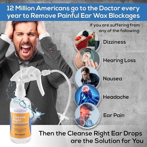 كلينس رايت - مجموعة إزالة شمع الأذن - حلزوني للأذن مصنوع في الولايات المتحدة الأمريكية، بديل أعواد القطن، صنع في الولايات المتحدة الأمريكية، قابل لإعادة الاستخدام، نصائح صديقة للغسل في غسالة الأطباق! حوض غسيل، حقنة. أداة ري منظفة لإزالة انسداد شمع الأذن in Kuwait