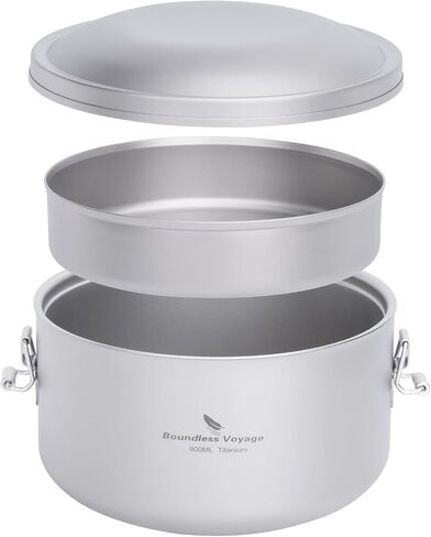 Boundless Voyage 900ml Titanium Canteen Mess Kit with Lid Double-Layer Not Insulated Salad Instant Noodle Bowl Portable for 1 Person Outdoor Camping Household Travel Ti1095T in Saudi Arabia