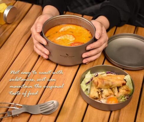Boundless Voyage 900ml Titanium Canteen Mess Kit with Lid Double-Layer Not Insulated Salad Instant Noodle Bowl Portable for 1 Person Outdoor Camping Household Travel Ti1095T in Saudi Arabia
