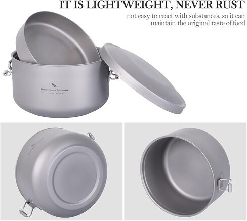 Boundless Voyage 900ml Titanium Canteen Mess Kit with Lid Double-Layer Not Insulated Salad Instant Noodle Bowl Portable for 1 Person Outdoor Camping Household Travel Ti1095T in Saudi Arabia