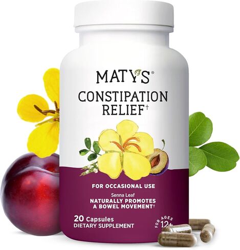 Matys Constipation Relief Capsules, Botanical Herbal Laxative Relieves Constipation, Promotes Smooth Bowel Movement & Gut Health, Safe & Effective for Adults & Kids 12 Years +, 20 Vegetarian Capsules in Kuwait