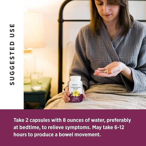 Matys Constipation Relief Capsules, Botanical Herbal Laxative Relieves Constipation, Promotes Smooth Bowel Movement & Gut Health, Safe & Effective for Adults & Kids 12 Years +, 20 Vegetarian Capsules in Kuwait