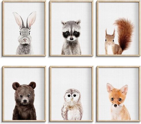 Set of 6 Baby Safari Nursery Wall Decor - Picture Cute Animal Wall Prints on Canvas, under 20 dollars gifts for Baby Boys and Girls Room, UNFRAMED Wall Art(8 x 10 inch) in Saudi Arabia