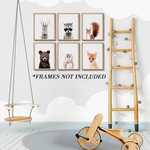 Set of 6 Baby Safari Nursery Wall Decor - Picture Cute Animal Wall Prints on Canvas, under 20 dollars gifts for Baby Boys and Girls Room, UNFRAMED Wall Art(8 x 10 inch) in Saudi Arabia