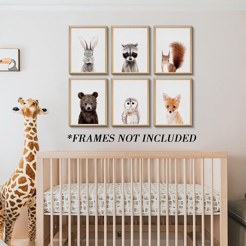 Set of 6 Baby Safari Nursery Wall Decor - Picture Cute Animal Wall Prints on Canvas, under 20 dollars gifts for Baby Boys and Girls Room, UNFRAMED Wall Art(8 x 10 inch) in Saudi Arabia