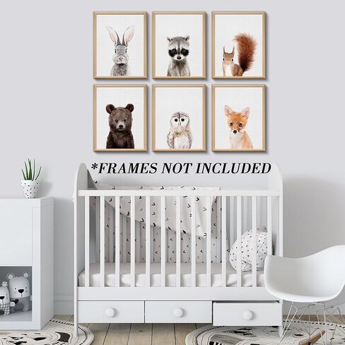 Set of 6 Baby Safari Nursery Wall Decor - Picture Cute Animal Wall Prints on Canvas, under 20 dollars gifts for Baby Boys and Girls Room, UNFRAMED Wall Art(8 x 10 inch) in Saudi Arabia