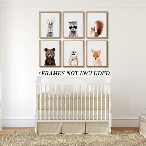 Set of 6 Baby Safari Nursery Wall Decor - Picture Cute Animal Wall Prints on Canvas, under 20 dollars gifts for Baby Boys and Girls Room, UNFRAMED Wall Art(8 x 10 inch) in Saudi Arabia