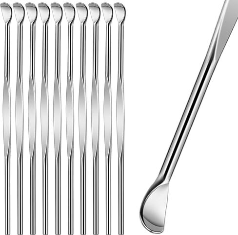 10 قطع من الفولاذ المقاوم للصدأ خلال أذني ملعقة معدنية للأذن، أداة تنظيف شمع الأذن، مجموعة إزالة شمع الأذن in Kuwait