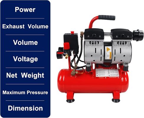 استمتع باداء قوي مع ضاغط الهواء المحمول من هايشيكا | 8 جالون، 1.1 حصان، فائق الهدوء وفعال in Kuwait