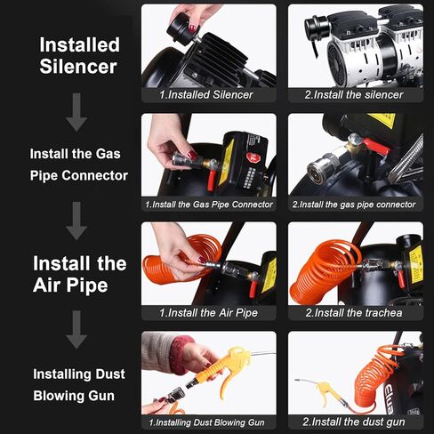 استمتع باداء قوي مع ضاغط الهواء المحمول من هايشيكا | 8 جالون، 1.1 حصان، فائق الهدوء وفعال in Kuwait