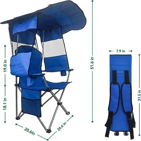 MKSY Camping Chair with Canopy Shade with Cup Holder & Carry Bag (Green) in Saudi Arabia
