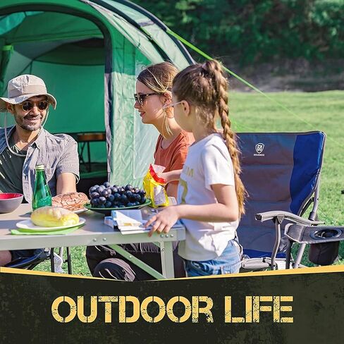 كرسي تخييم قابل للطي من أي وقت مضى مع حامل أكواب وذراع مبطن رباعي، إطار فولاذي قابل للطي خارجي كبير الحجم وشديد التحمل يدعم 300 رطل in Kuwait