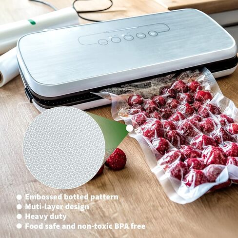 أكياس هابي سيل مانعة للتسرب، 100 لتر، 8 × 12 بوصة، أكياس تخزين الطعام مسبقة القطع، ختم وجبة، خالية من البيسفينول أ، شديدة التحمل، درجة تجارية، فيديو رائع in Kuwait