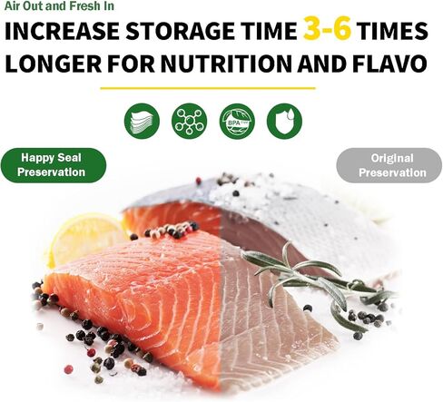 أكياس هابي سيل مانعة للتسرب، 100 لتر، 8 × 12 بوصة، أكياس تخزين الطعام مسبقة القطع، ختم وجبة، خالية من البيسفينول أ، شديدة التحمل، درجة تجارية، فيديو رائع in Kuwait