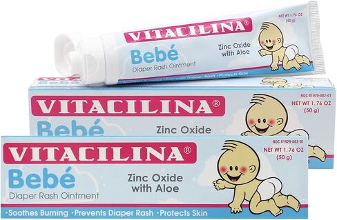 Vitacilina Bebe, Diaper Rash Ointment, Skin Protectant with Vitamins and Wetting oils, Protects Baby's Skin, 2-Pack of 1.76 Oz, 2 Boxes in Saudi Arabia