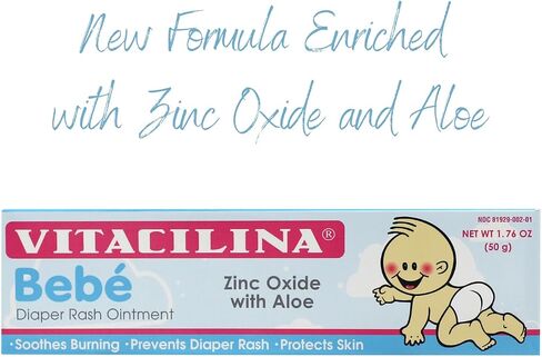 Vitacilina Bebe, Diaper Rash Ointment, Skin Protectant with Vitamins and Wetting oils, Protects Baby's Skin, 2-Pack of 1.76 Oz, 2 Boxes in Saudi Arabia