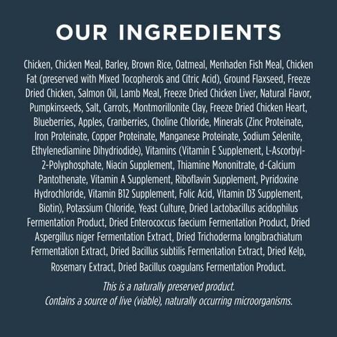 طعام الكلاب الجاف ذو الحبوب الكاملة من Instinct Raw، وصفة طبيعية للكلاب مع أوميغا + طعام الكلاب الخام المجفف بالتجميد، 20 رطل. in Kuwait