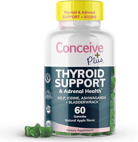 CONCEIVE PLUS دعم الغدة الدرقية - دعم الغدة الدرقية مع اليود وعشب البحر والأشواغاندا وBladerwrack - غير معدل وراثيًا، 60 قطعة تكفي لمدة 30 يومًا in Kuwait