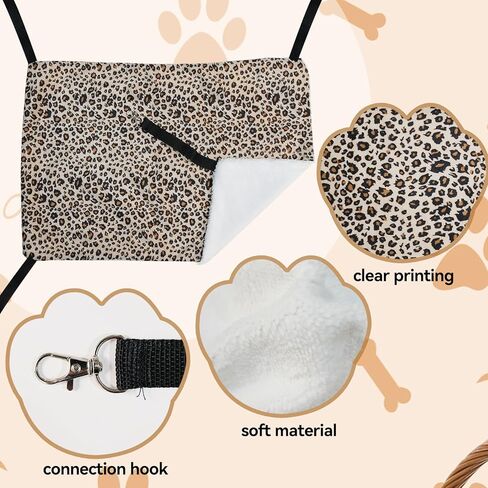 CONEHOY 5 Pcs Cat Hanging Hammock Reversible Pet Double-Sided Hanging Bed Breathable Pet Hammock with Adjustable Straps and Metal Hooks for Cats Small Dogs Rabbits Other Small Animals in Kuwait