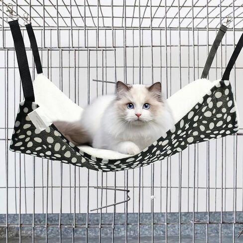 CONEHOY 5 Pcs Cat Hanging Hammock Reversible Pet Double-Sided Hanging Bed Breathable Pet Hammock with Adjustable Straps and Metal Hooks for Cats Small Dogs Rabbits Other Small Animals in Kuwait