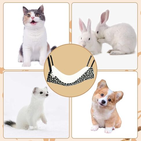 CONEHOY 5 Pcs Cat Hanging Hammock Reversible Pet Double-Sided Hanging Bed Breathable Pet Hammock with Adjustable Straps and Metal Hooks for Cats Small Dogs Rabbits Other Small Animals in Kuwait
