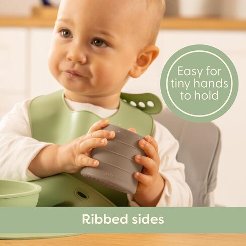 طقم أكواب سيليكون مكونة من قطعتين من UpwardBaby - كوب مفتوح للأطفال الانتقالي من الزجاجة + أكواب للأطفال الصغار سهلة الإمساك ومضادة للانسكاب لعمر سنة واحدة + كوب سيليكون مونتيسوري لمستلزمات الفطام للأطفال آمنة للاستخدام في غسالة الأطباق (أخضر) in Kuwait