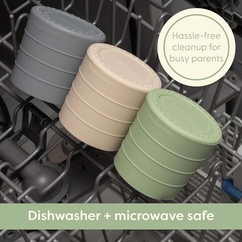 طقم أكواب سيليكون مكونة من قطعتين من UpwardBaby - كوب مفتوح للأطفال الانتقالي من الزجاجة + أكواب للأطفال الصغار سهلة الإمساك ومضادة للانسكاب لعمر سنة واحدة + كوب سيليكون مونتيسوري لمستلزمات الفطام للأطفال آمنة للاستخدام في غسالة الأطباق (أخضر) in Kuwait