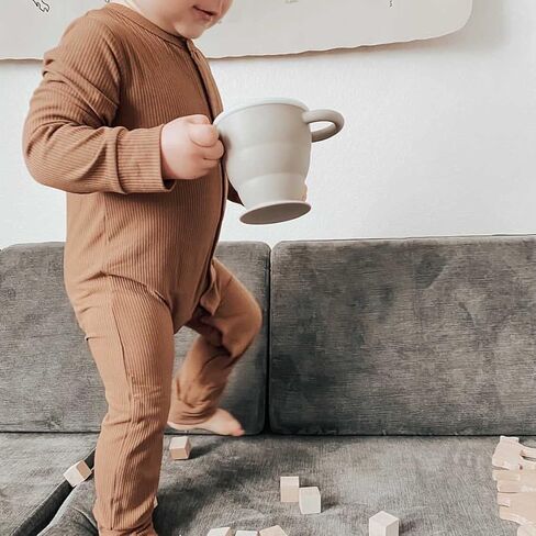 شركة BraveJusticeKidsCo. | كوب الوجبات الخفيفة من السيليكون للأطفال من سناك أتاك II | 2 عبوة | كوب الوجبات الخفيفة القابل للطي للأطفال الصغار (الضباب والورد المغبر) in Kuwait