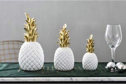 Resin Pineapple Figurine Room Decor, 3 pcs Faux Fruit Ornament Realistic Pineapple Props, Creative Pineapple Ornaments Crafts for Home Kitchen Wedding Photography Decor(White L, M, S) in Saudi Arabia