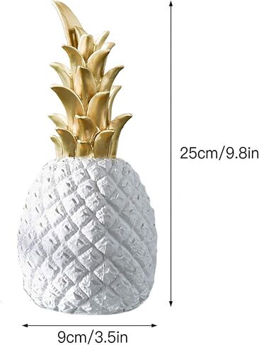 Resin Pineapple Figurine Room Decor, 3 pcs Faux Fruit Ornament Realistic Pineapple Props, Creative Pineapple Ornaments Crafts for Home Kitchen Wedding Photography Decor(White L, M, S) in Saudi Arabia