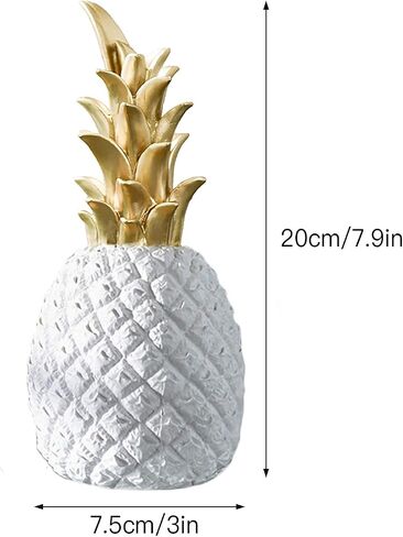Resin Pineapple Figurine Room Decor, 3 pcs Faux Fruit Ornament Realistic Pineapple Props, Creative Pineapple Ornaments Crafts for Home Kitchen Wedding Photography Decor(White L, M, S) in Saudi Arabia
