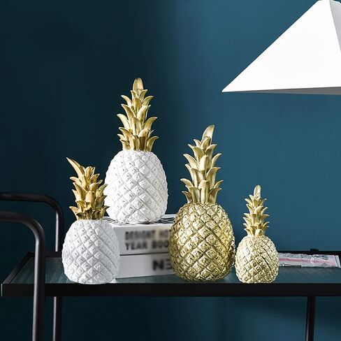 Resin Pineapple Figurine Room Decor, 3 pcs Faux Fruit Ornament Realistic Pineapple Props, Creative Pineapple Ornaments Crafts for Home Kitchen Wedding Photography Decor(White L, M, S) in Saudi Arabia