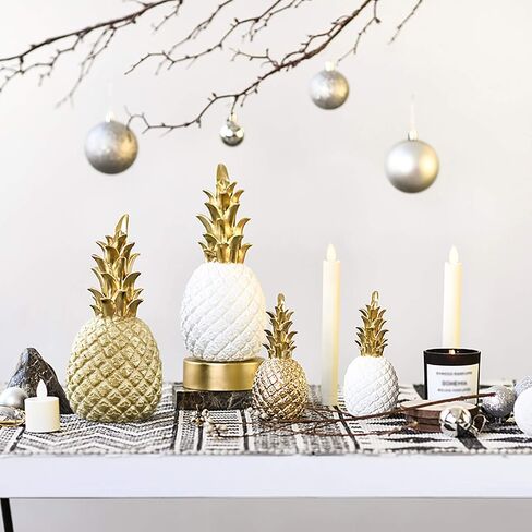 Resin Pineapple Figurine Room Decor, 3 pcs Faux Fruit Ornament Realistic Pineapple Props, Creative Pineapple Ornaments Crafts for Home Kitchen Wedding Photography Decor(White L, M, S) in Saudi Arabia